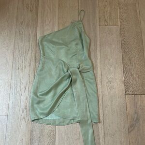 Green metallic lovers and friends mini tie dress